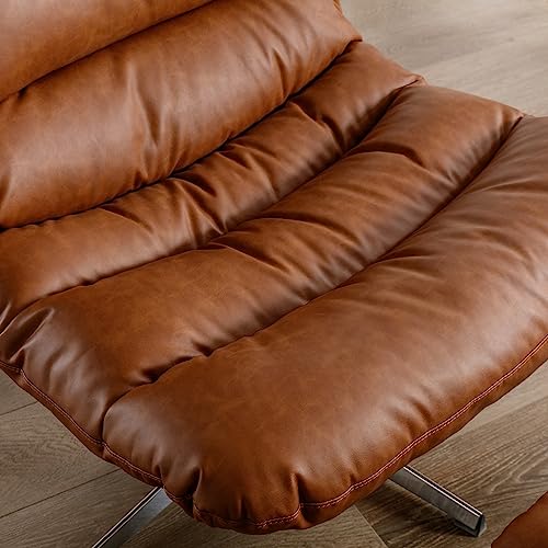 Cream Linen Swivel Accent Chair with Ottoman Q4315