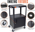 Black Height Adjustable AV Cart with Locking Cabinet X572