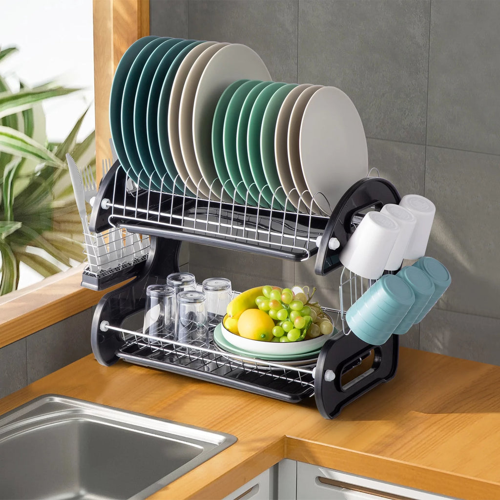 2-Tier Black Dish Drainer W919638