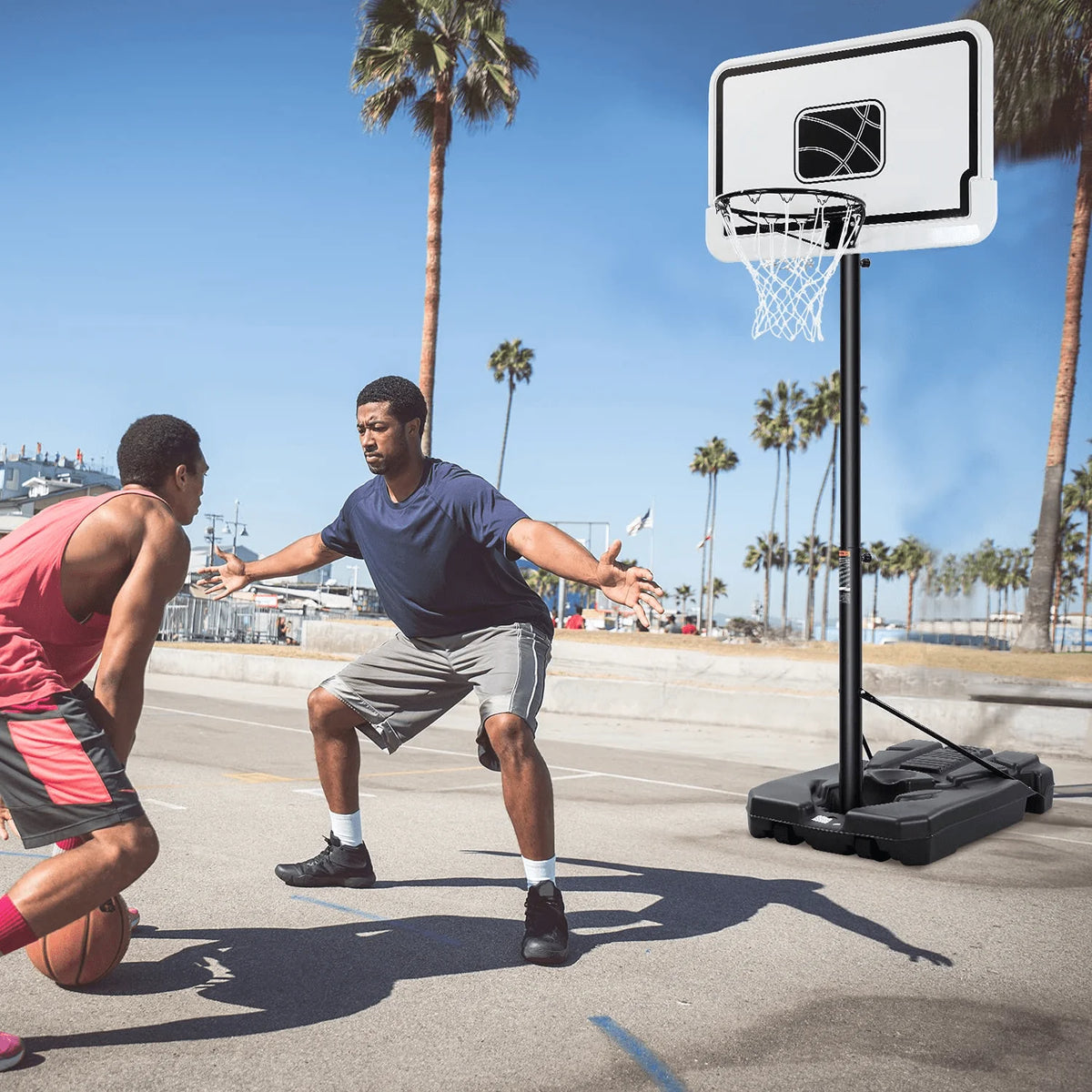 Portable Adjustable Height Basketball Hoop with Backboard S7647