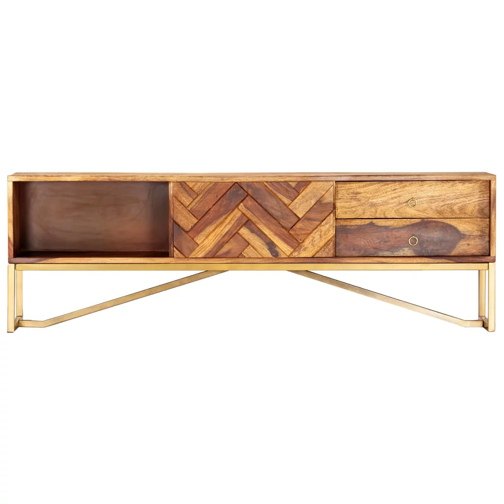 Sheesham Wood TV Stand with 2 Drawers and Shelves C770