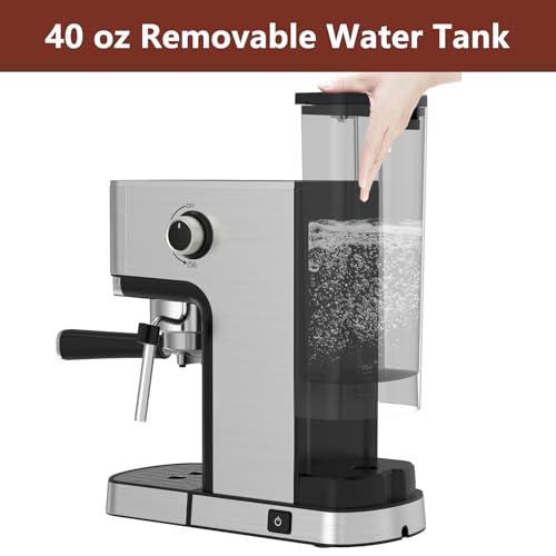 20 Bar Stainless Steel Espresso Machine with Steam Milk Frother K714689