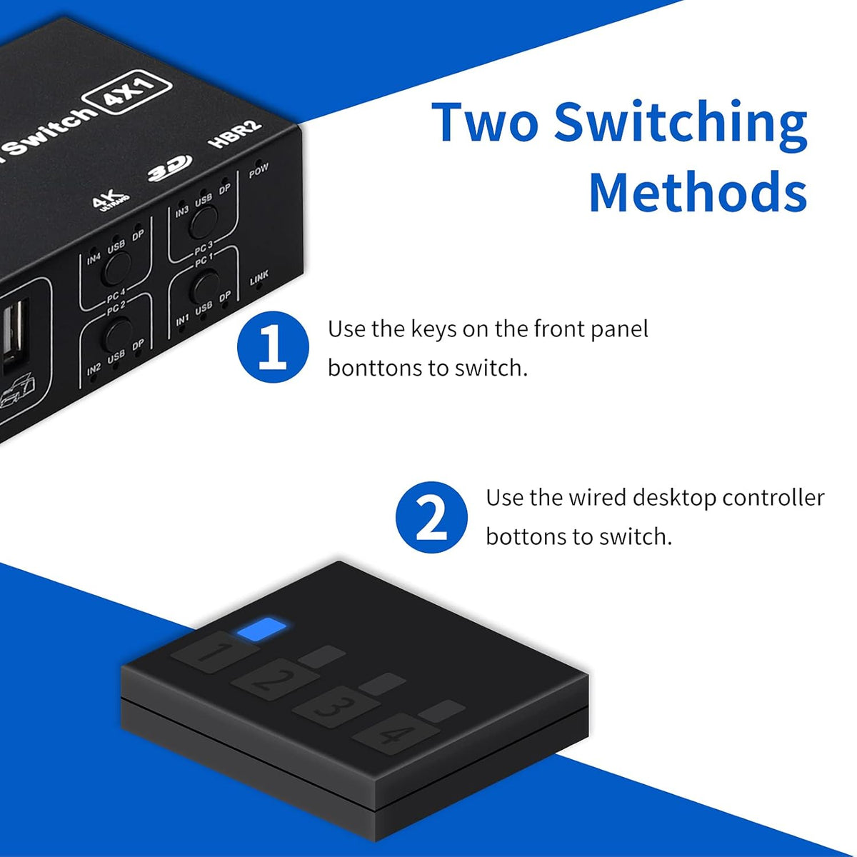 DisplayPort KVM Switch 4 Port 4K@60Hz 4 in 1 Out USB L943048