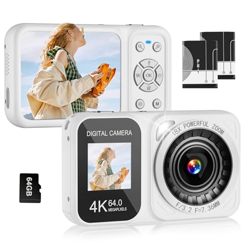 4K 64MP 18X Zoom Point and Shoot Digital Camera with 64GB TF Card K7612