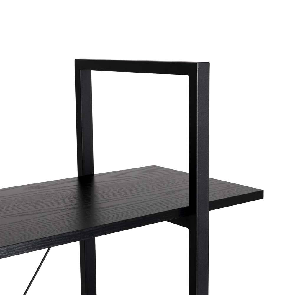 Black Wood Metal 3-Tier Bookcase U141211