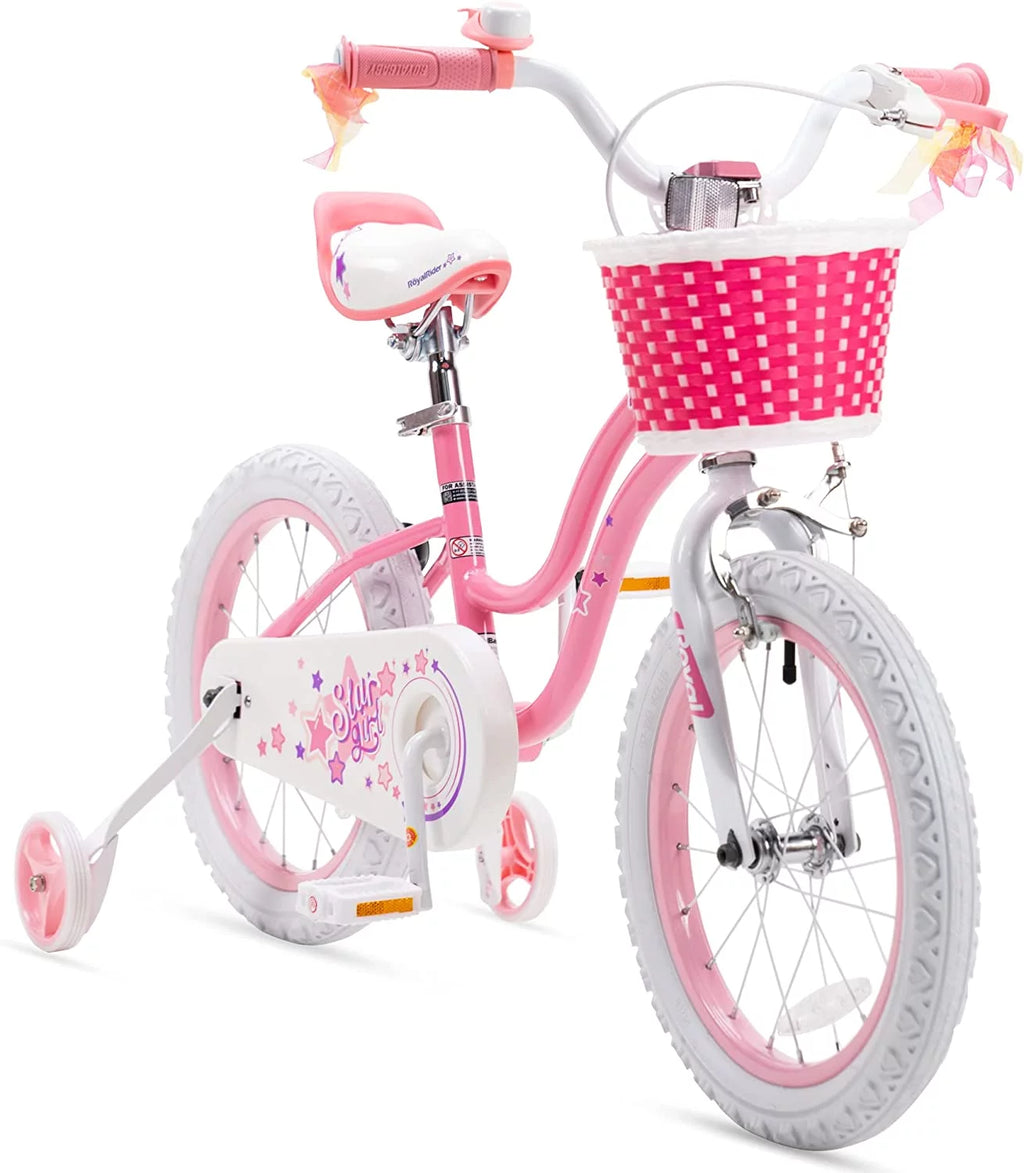 16 In. Blue Kids Bike with Basket Training Wheels Kickstand E365380