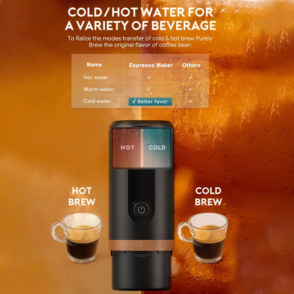 Portable Espresso Machine 9 Bar Rechargeable 2 in 1 Black Z317635