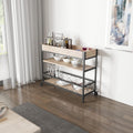 Distressed Wood Kitchen Bar Cart with Storage Rack and Shelf C4015