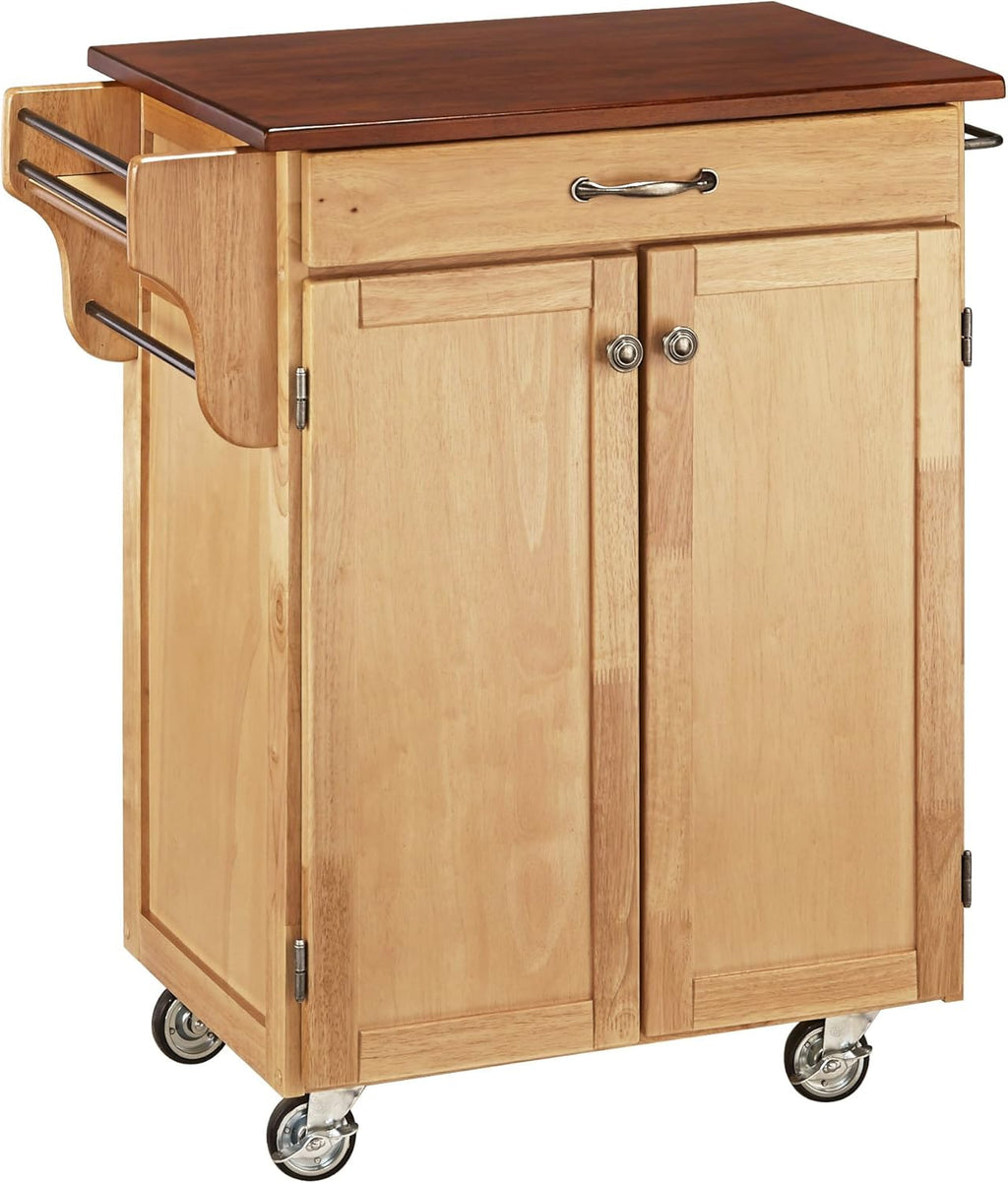 Cherry 2 Door Kitchen Cart with Oak Top V734393