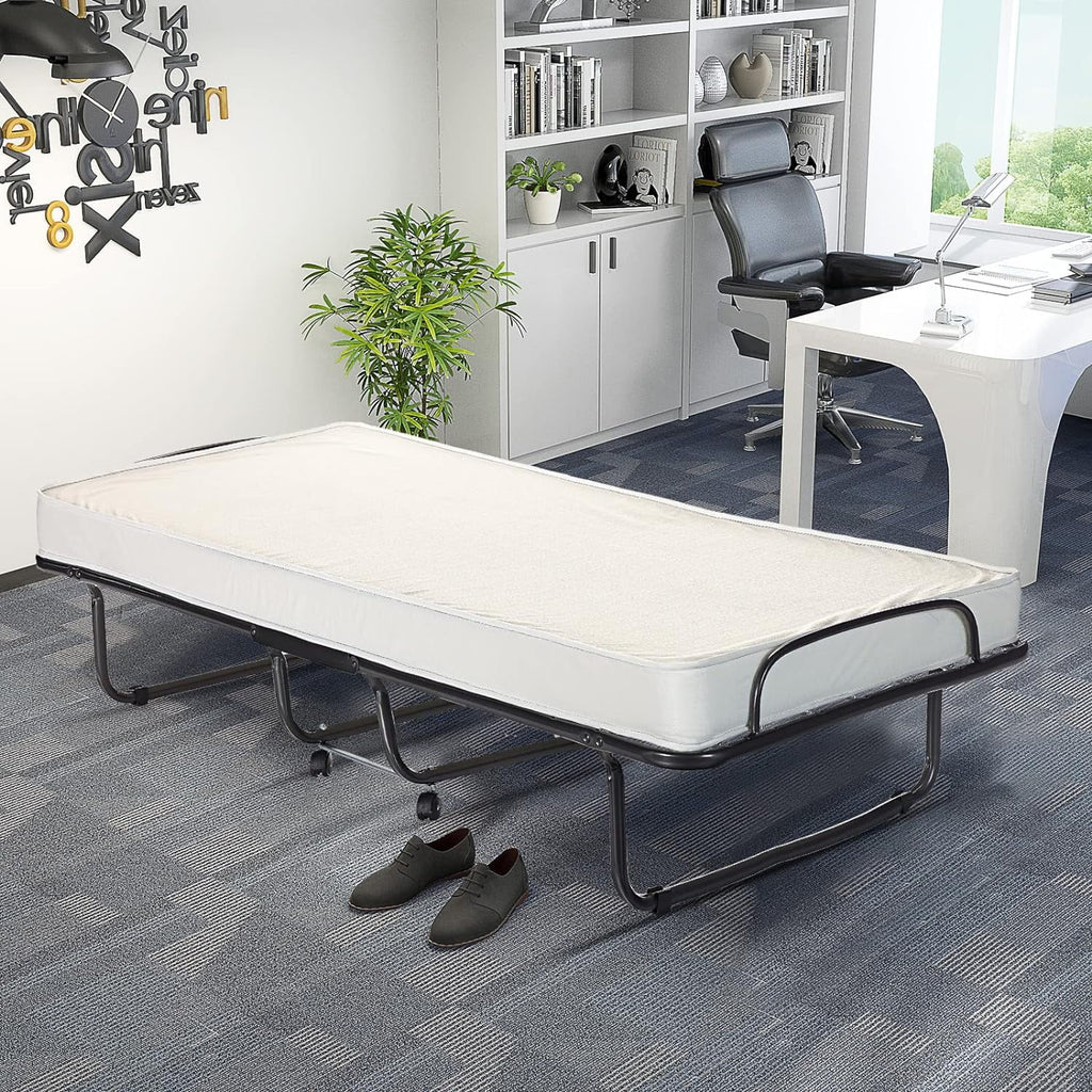 Folding Bed with Memory Foam Mattress and Wheels O938053