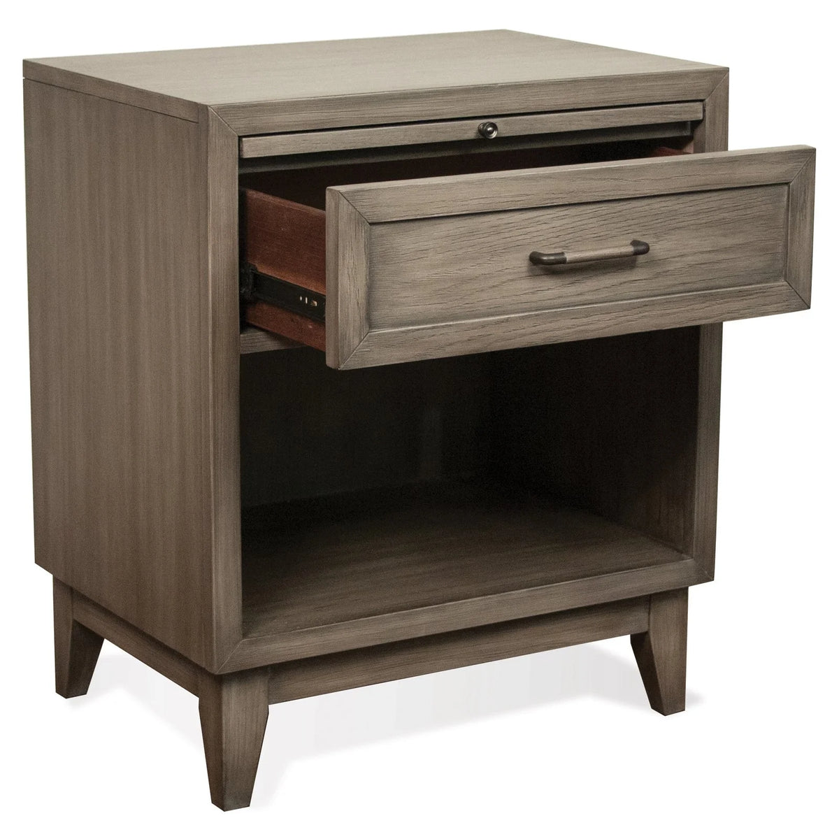 Gray Wash Wood One-Drawer Nightstand O7032