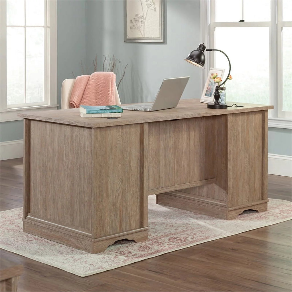 Contemporary Brushed Oak Pedestal Desk T3582