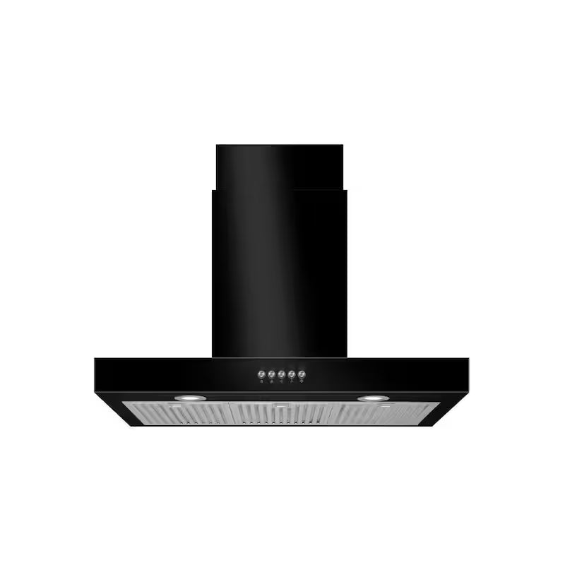 30 in. 350CFM Convertible T-Shape Wall Mount Range Hood in Black with Charcoal Filters and LED Lighting R994