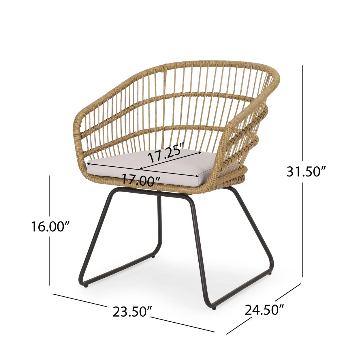 Wicker Outdoor Dining Chair with Cushion Set of 2 L922