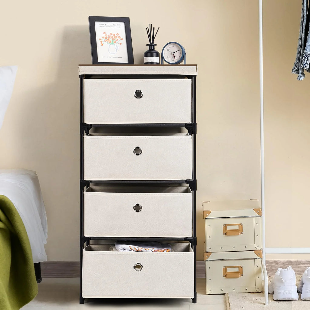 4 Drawer Fabric Storage Nightstand Y69768