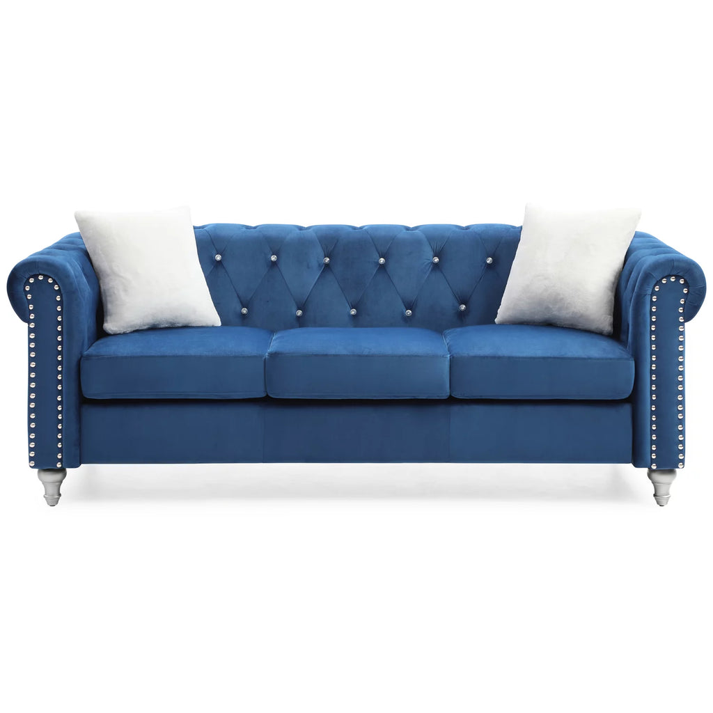 Navy Blue Velvet Sofa H430346