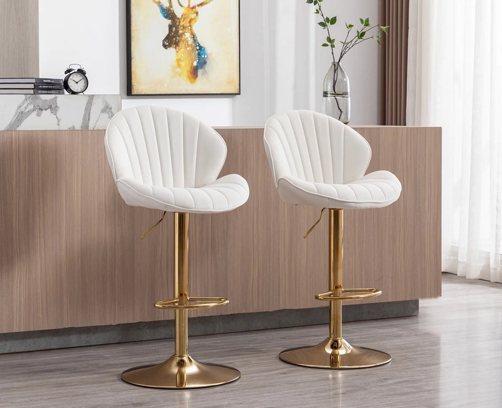 Velvet Upholstered Swivel Bar Stools Set of 2 C412824