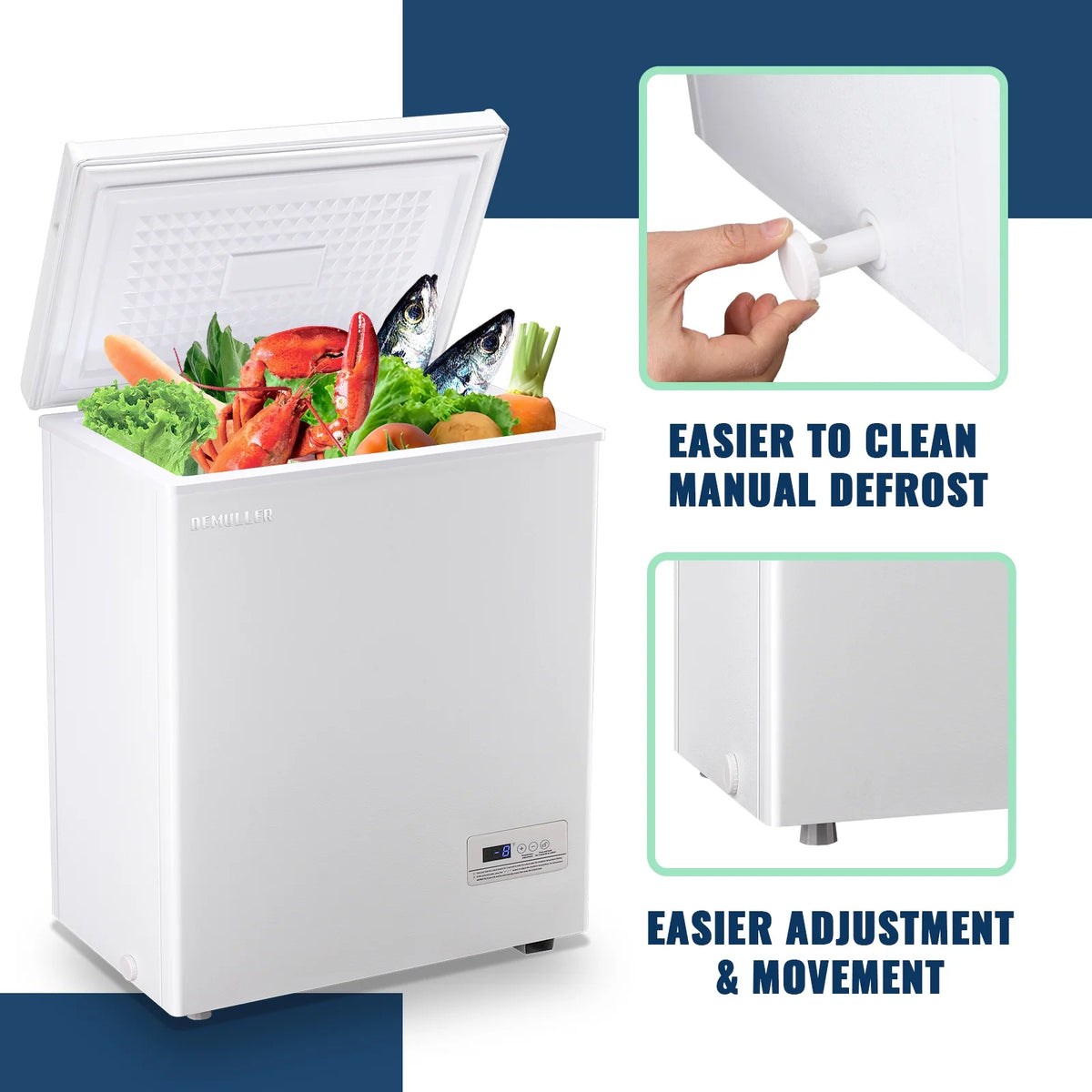 White Chest Freezer with Two Storage Baskets U5553