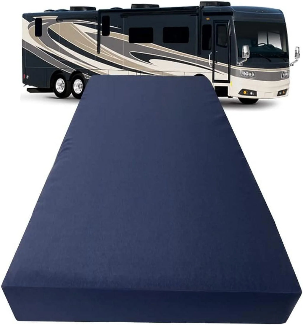 Olympic Queen 66 X 80 High Density Foam RV Mattress Replacement with Navy Canvas Cover Z9645