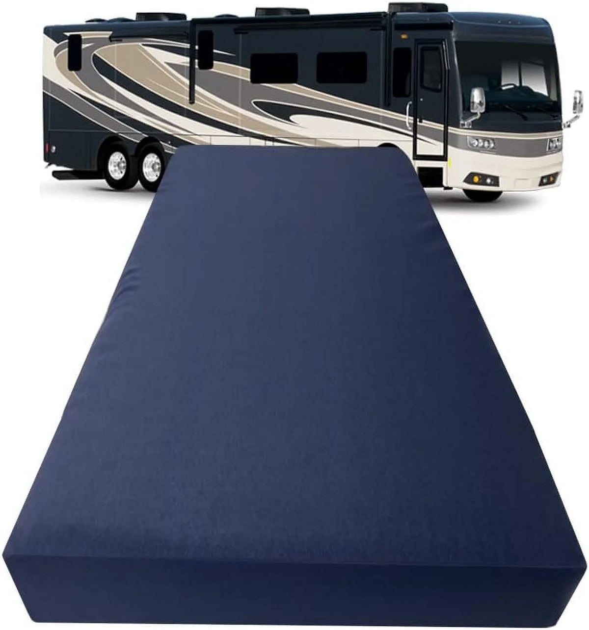 Olympic Queen 66 X 80 High Density Foam RV Mattress Replacement with Navy Canvas Cover Z9645