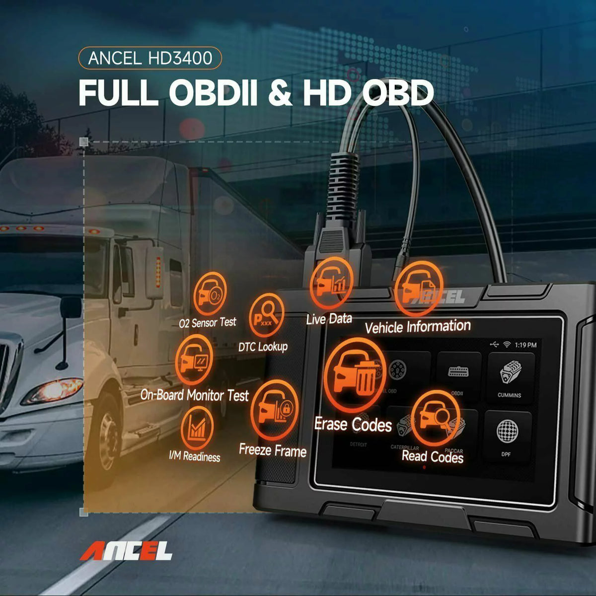 Heavy Duty Truck OBD2 Scanner Code Reader R62309