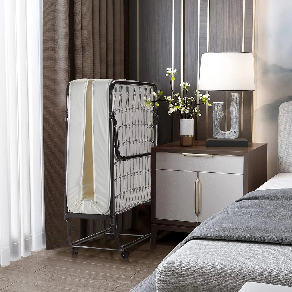 Folding Bed with Memory Foam Mattress and Wheels O938053