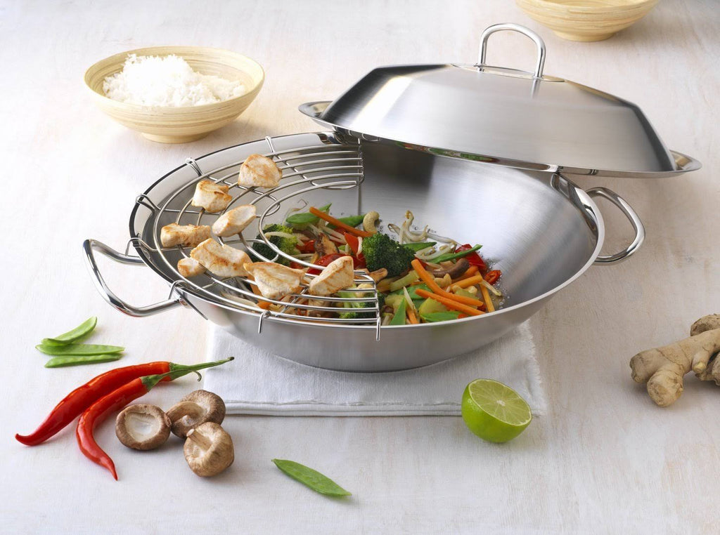 Stainless Steel Wok with Metal Lid P419