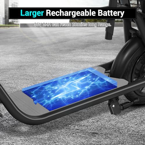 Electric Scooter with Seat and Basket, 850W Peak Motor, 25 Miles Range, 14" Tire Q194