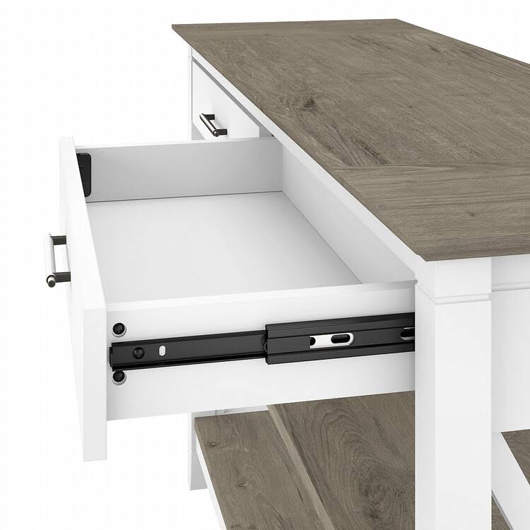 Gray L Shaped Writing Desk with File Cabinet and Bookcase H6974