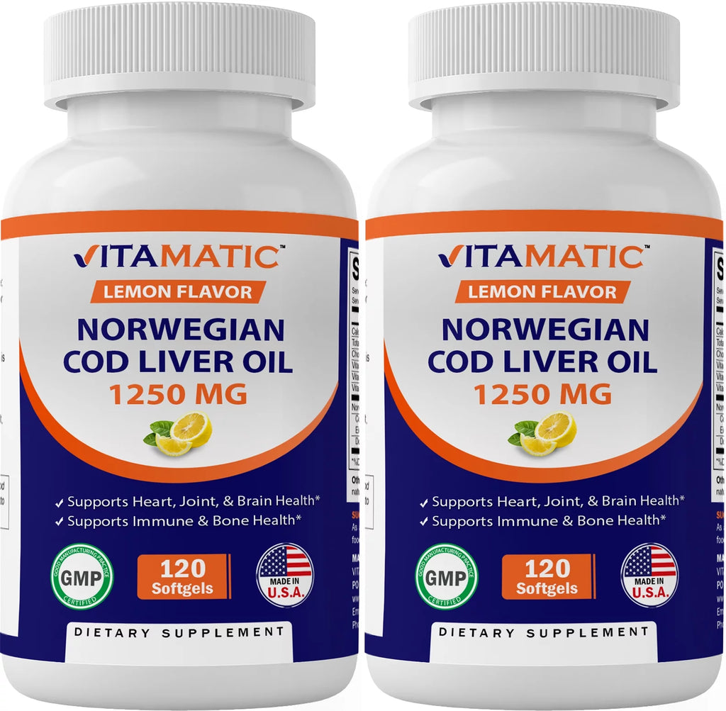 Cod Liver Oil 1250mg 120 Softgels Lemon Flavor N6852