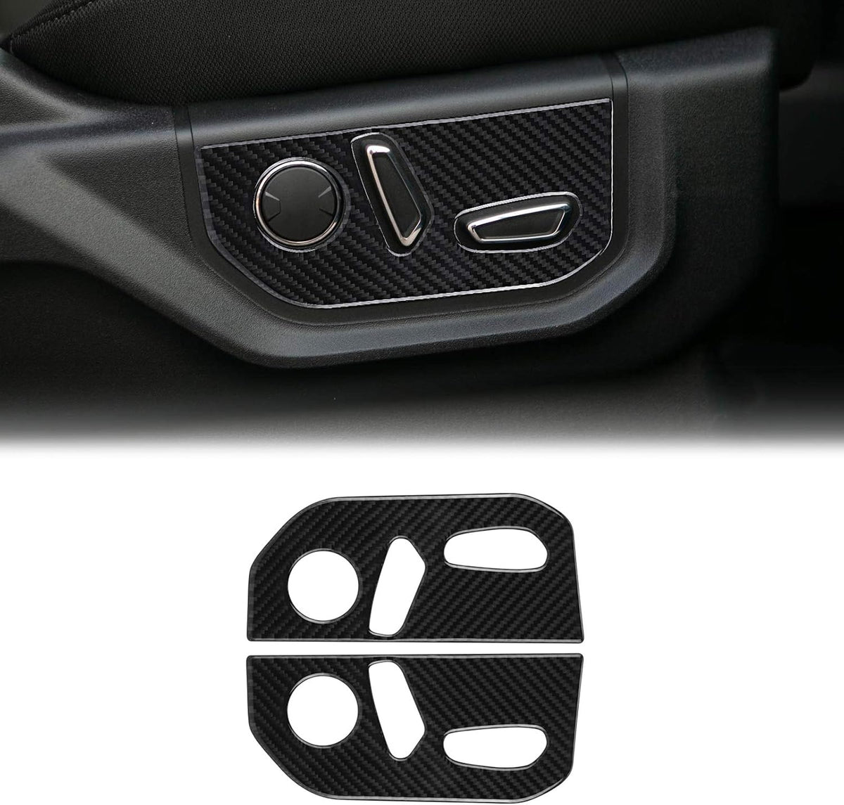 Carbon Fiber Seat Adjustment Button Frame Trim Cover 2PCS R58856