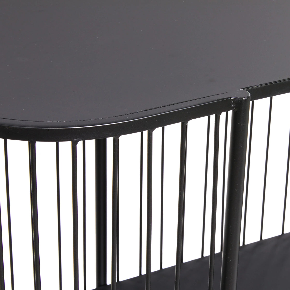 48" x 34" Black Metal 2 Shelf Console Table C67397