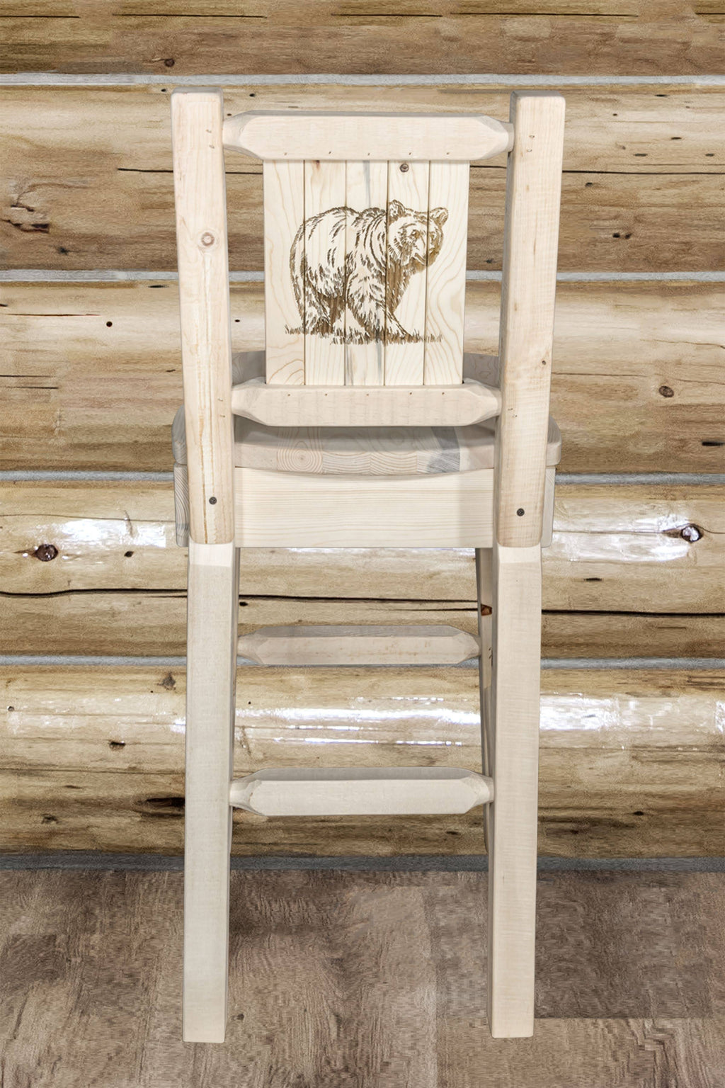 Counter Height Back Barstool with Bear Design G18998