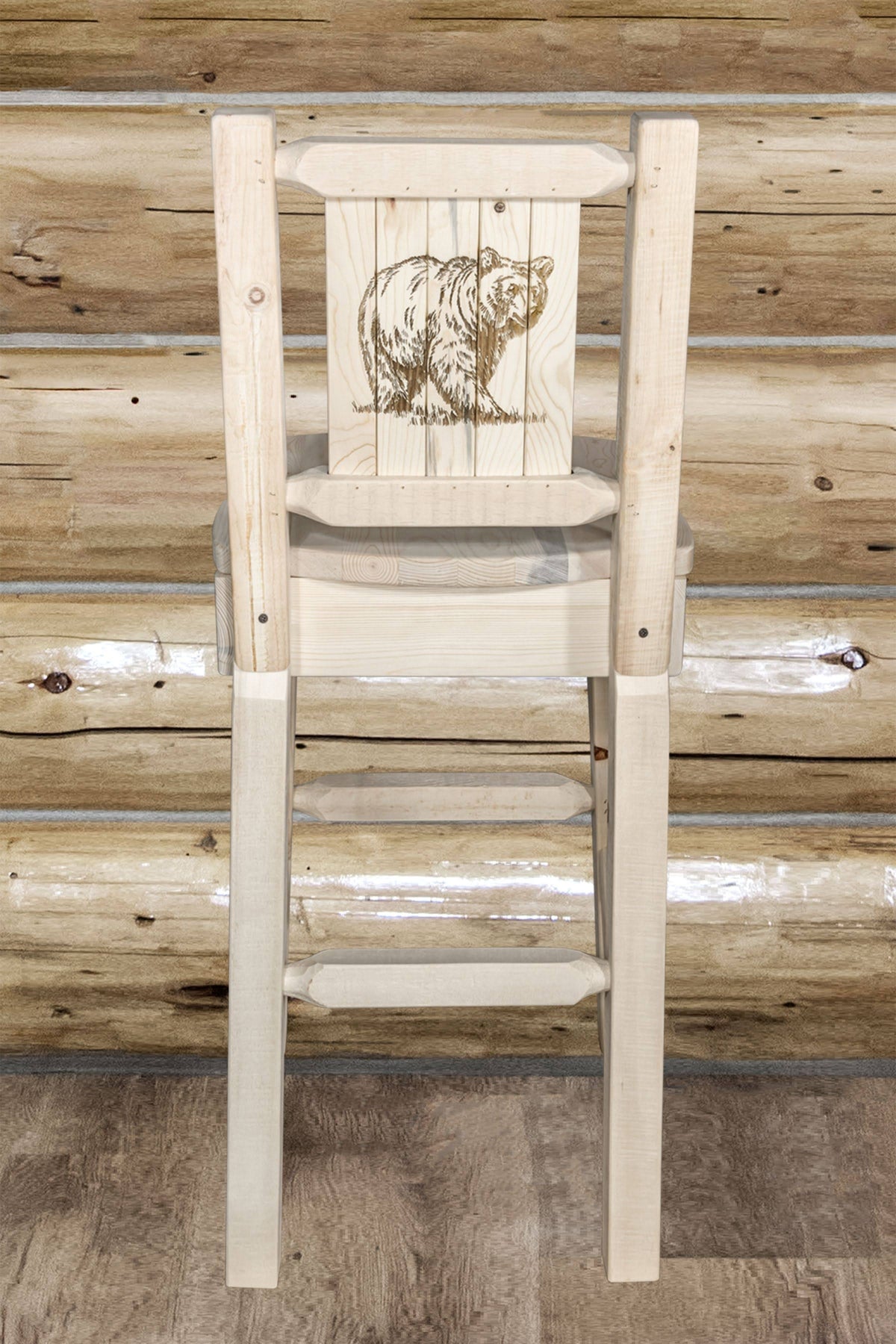 Counter Height Back Barstool with Bear Design G18998