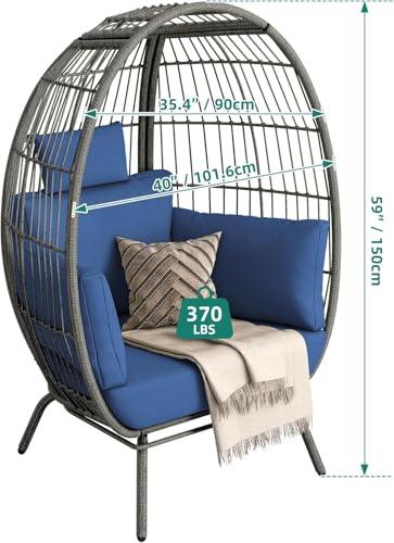 Oversized Wicker Egg Chair with Steel Frame Y144080