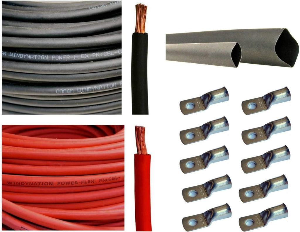 1/0 AWG 15 Feet Black + 15 Feet Red Pure Copper Ultra Flexible Cable C36024