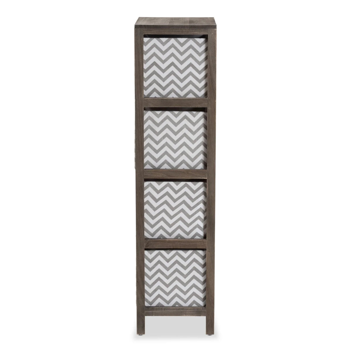 Grey and White Fabric 4-Basket Tallboy Storage Unit Q399368