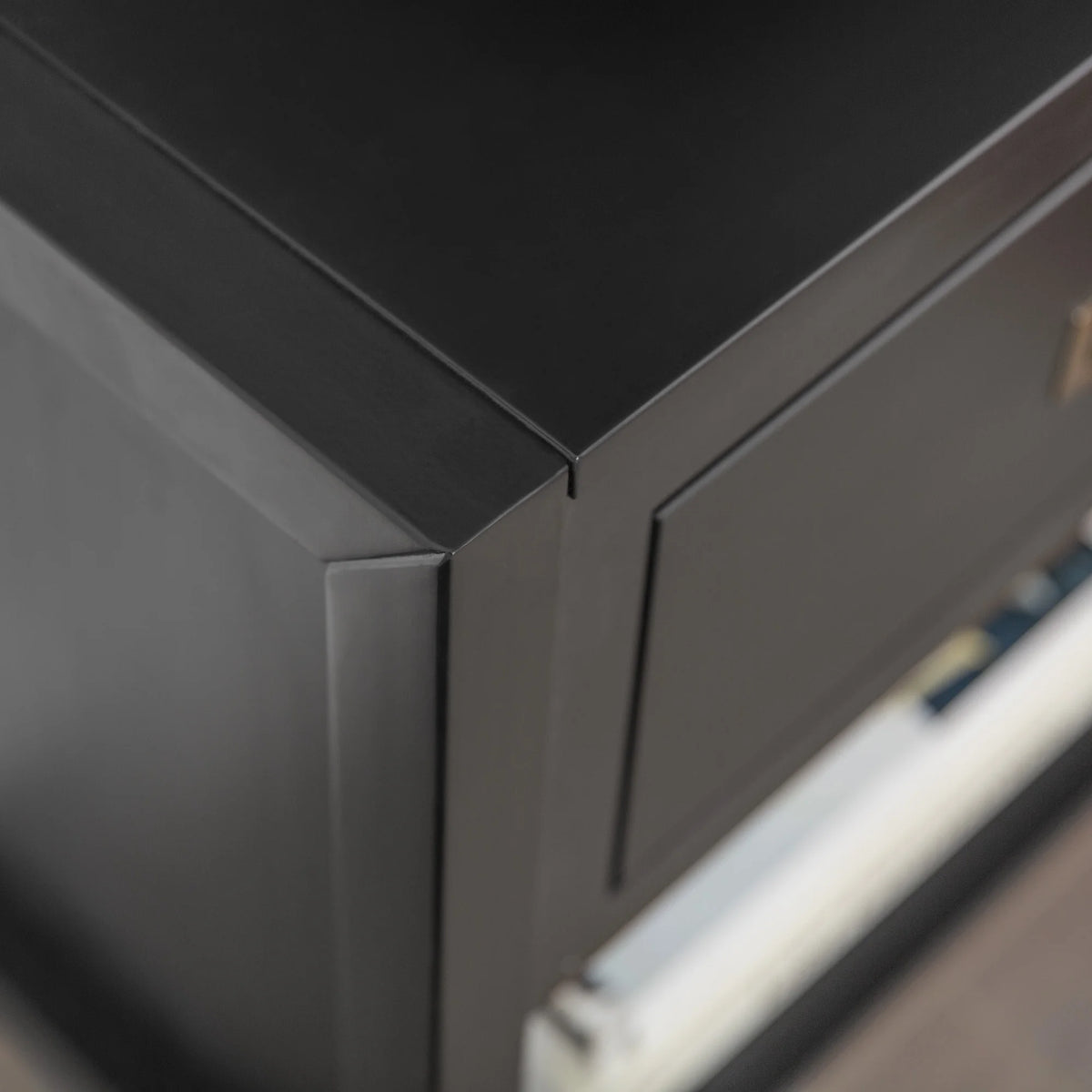Set of 2 Black One Drawer Storage Nightstand U4509