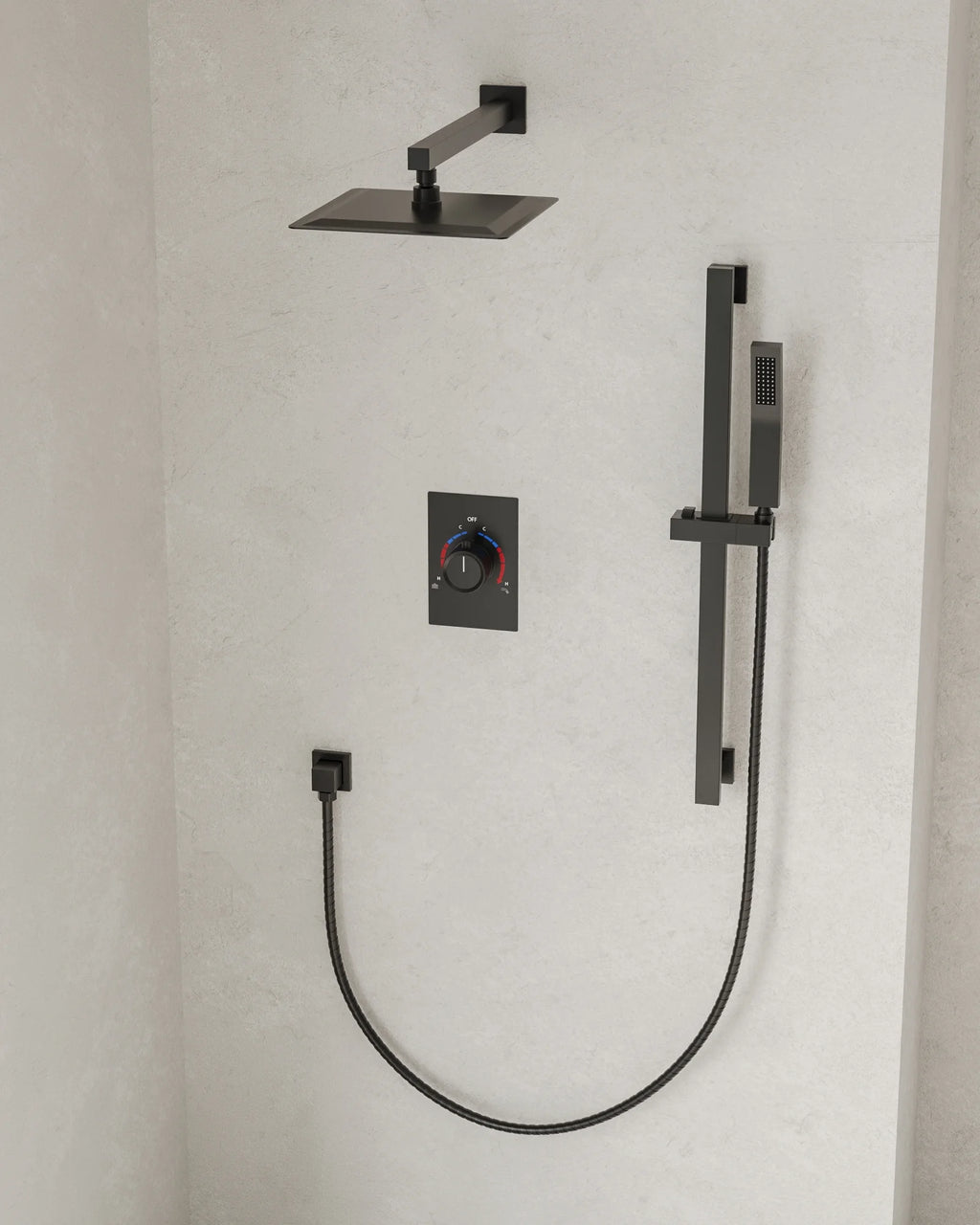 Matte Black 10 in. Shower Faucet Set with Handheld Slide Bar Y900198