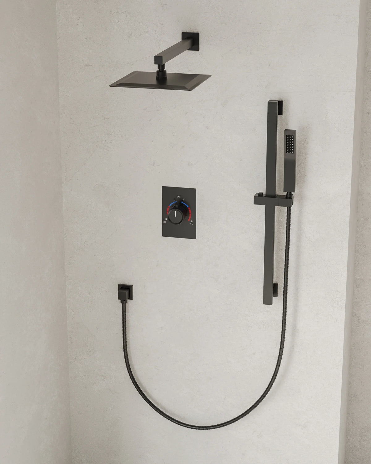 Matte Black 10 in. Shower Faucet Set with Handheld Slide Bar Y900198