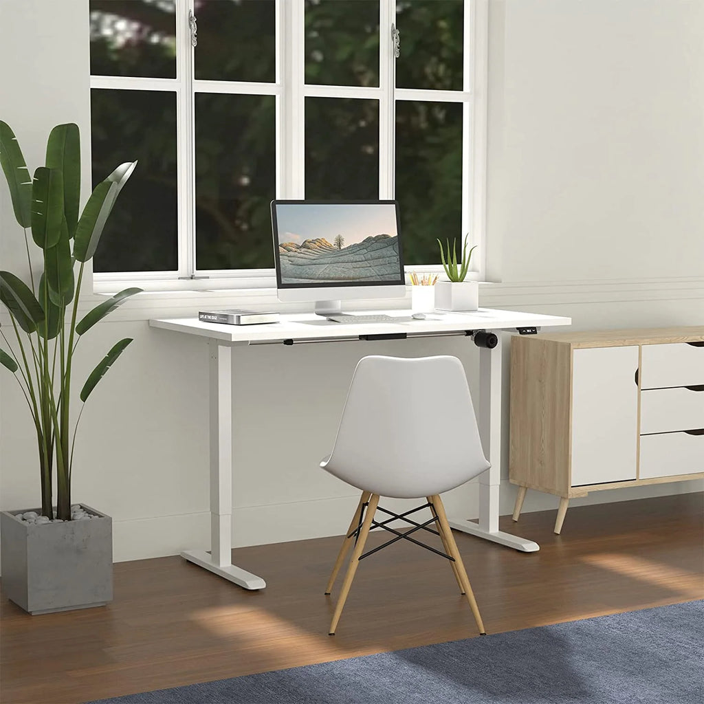 Electric Height Adjustable Desk with White Frame and White Top B503
