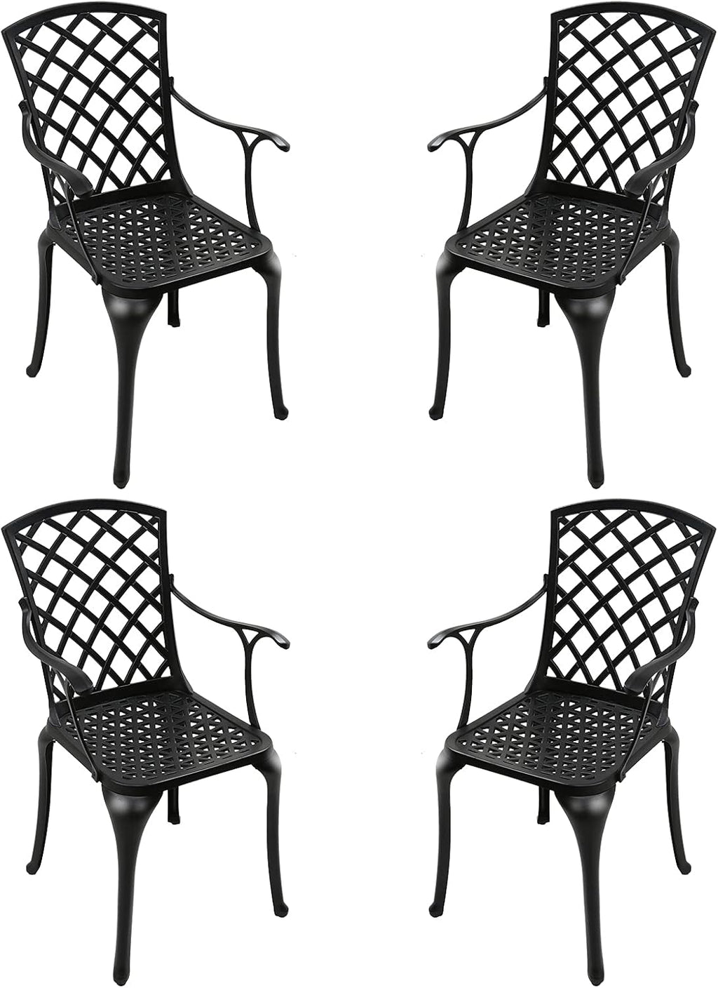 Black Set of 2 Cast Aluminum Outdoor Dining Chairs U497250