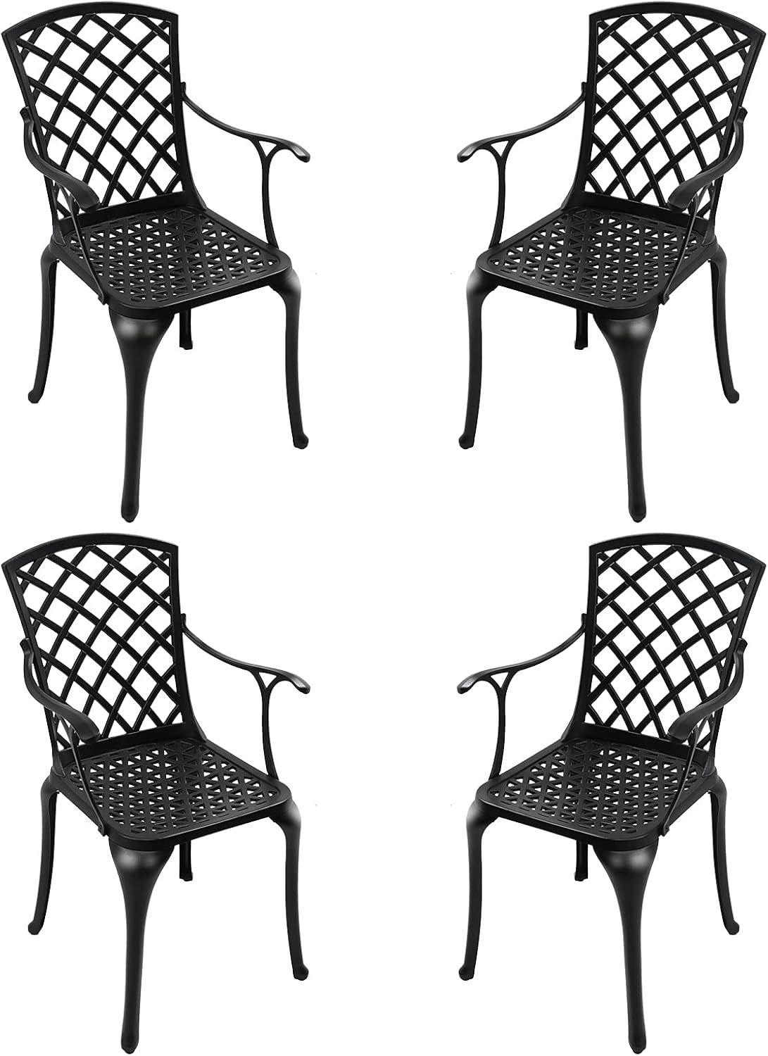 Black Set of 2 Cast Aluminum Outdoor Dining Chairs U497250