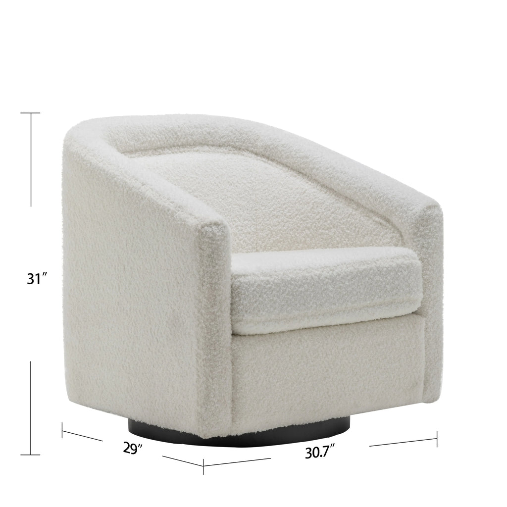Cream Faux Leather Velvet Swivel Chair A946066