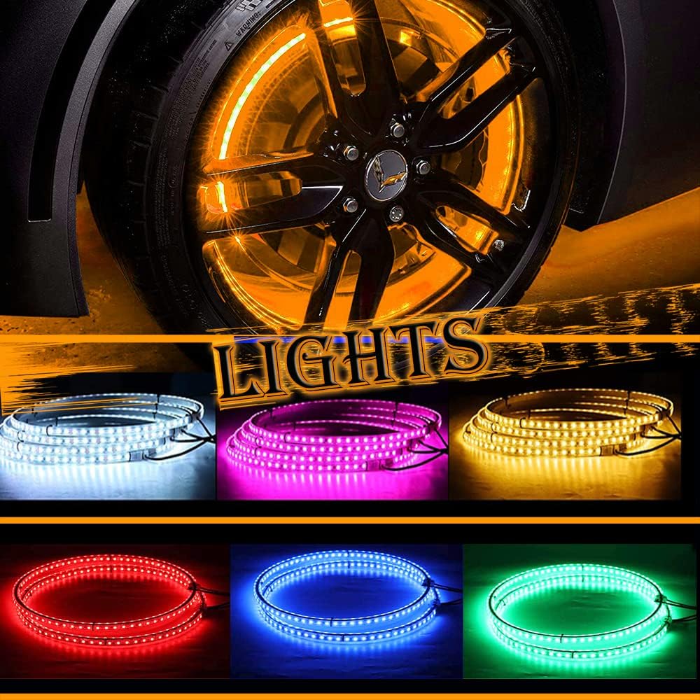 17IN RGB LED Wheel Ring Light Kit 4PCS Single Row Waterproof W392