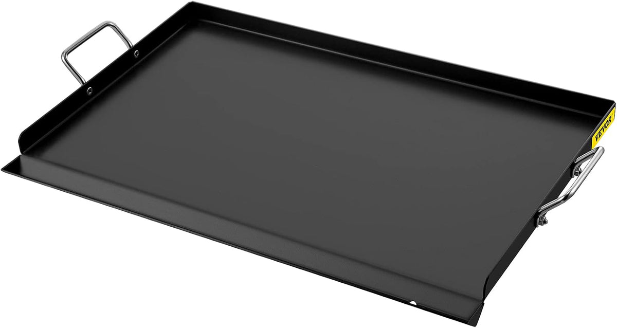 Carbon Steel Griddle, 16 x 37 Flat Top Plate with 2 Handles R596