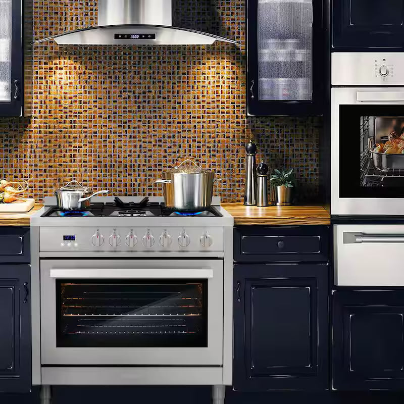 36 in. 3.8 cu. ft. Gas Range with 5 Burner Cooktop and Cast Iron Grates in Stainless Steel T7195