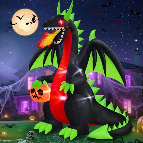 8 FT Halloween Inflatable Pumpkin Black Cat with LED Lights C759