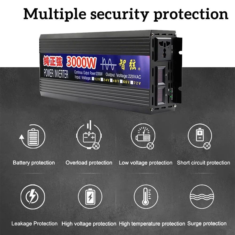 2000 Watts Pure Sine Wave Power Inverter DC 12V to AC 110V with LED Display G8836