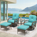 3 Pieces Wicker Patio Bistro Set with Rocking Chair and Glass Coffee Table T34727